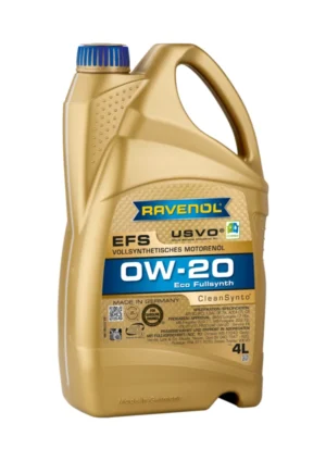 RAVENOL EFS EcoFullSynth SAE 0W-20 - Aceite Sintético Premium Botella de aceite de motor totalmente sintético RAVENOL EFS EcoFullSynth SAE 0W-20 para vehículos modernos. Tecnología USVO y CleanSynto.
